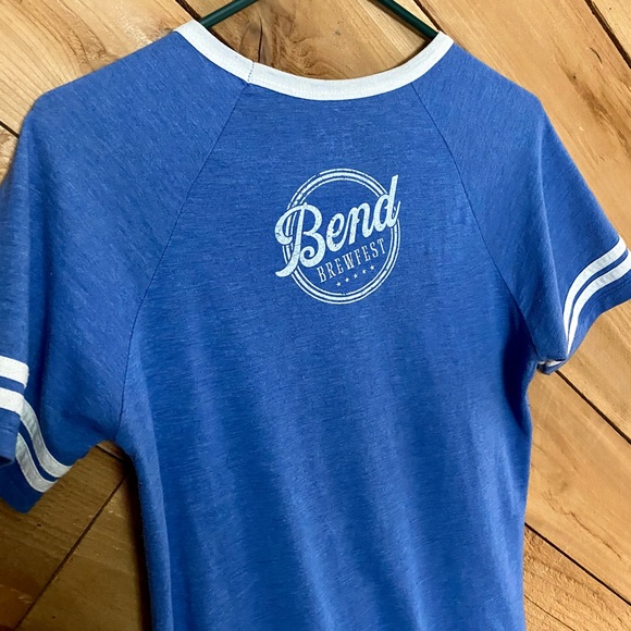Vintage Blue V-neck Ringer T-shirt Small - Picture 9 of 11